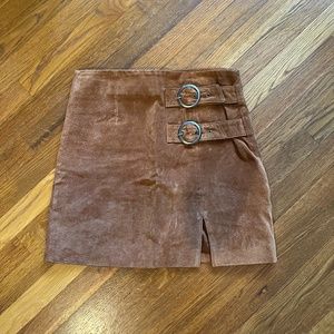 Brown suede vintage miniskirt